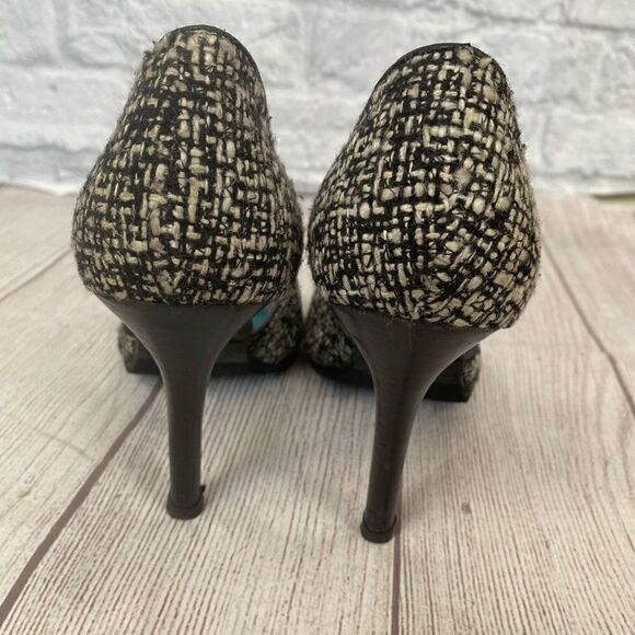Steven madden black and white tweed open toe high heels sz 7.5 - Picture 7 of 11